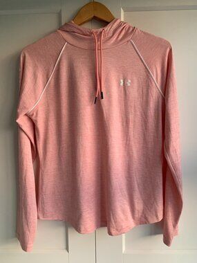 Under armour Pink Long Sleeve Light Hoodied Shirt Loose Logo Size M